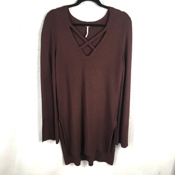Free People Sweaters - Free People Sweater Womens Medium Brown Tunic Rayon Long Line  Lightweight